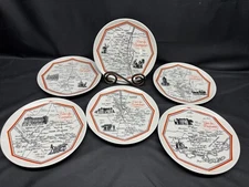 Set of 6 Designs ~ Service Bistrot "FRENCH WINE"  Jacques Lobjoy ~ Plates 7 5/8"