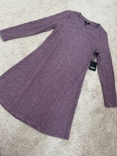 NWT Simply Vera Wang women's Purple long sleeve A-Line Flare dress size S