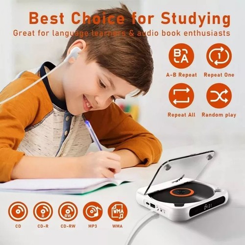 Portable CD Player W/Wired Earphone Bluetooth 5.3 5V2A CD/CD-R/CD-RW/MP3/WAV - Picture 13 of 17