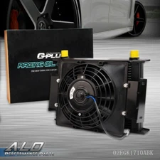 25 Row 10AN Universal Aluminum Engine Oil Cooler + 7" Fixed Cooling Fan Kit