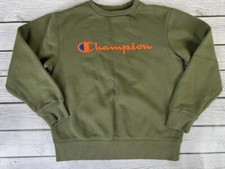 Champion Sweatshirt Green Youth Fleece Pullover Size Medium Unisex Boys EUC
