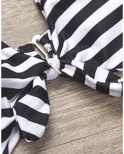 Bloom Muse High Waisted Striped One Piece Swimsuit Cutout NEW Women’s Size M - Bild 4 von 11