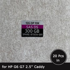 20pc of 873034-001 300GB 12G 10K SAS 2.5" HDD caddy tray label sticker for HPE