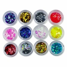 12 Colors Thin Diamond Glitter Nail Sequins Decals DIY Nails Art Decoration Set