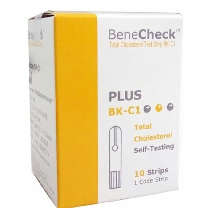 BENECHECK CHOLESTEROL Blood Test Strips - 1 Box @10pcs (EXP 04/2027)