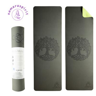 Yogamatte TPE ecofriendly - dunkel/hellgrün 6mm zweischichtig