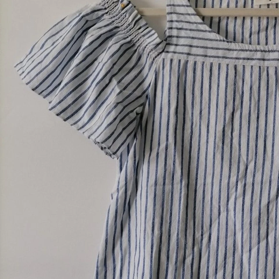 Blusa Everly para mujer azul a rayas hombro frío talla S Foto 3 de 4