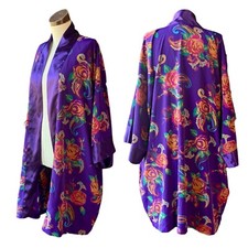 Vintage VICTORIA'S SECRET Satin Robe ROSES Kimono GOLD LABEL One Size
