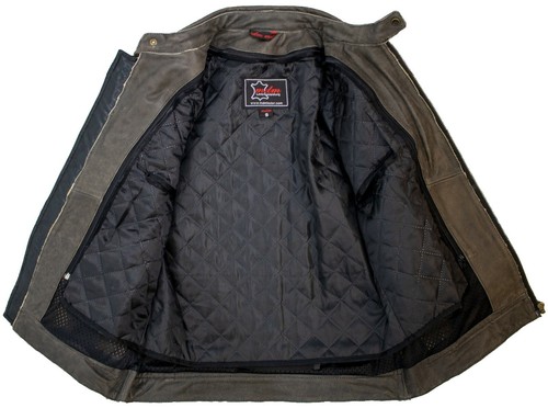 Chaqueta de cuero de motociclista retro para hombre Race a rayas chaqueta de rock Chopper - Imagen 8 de 9