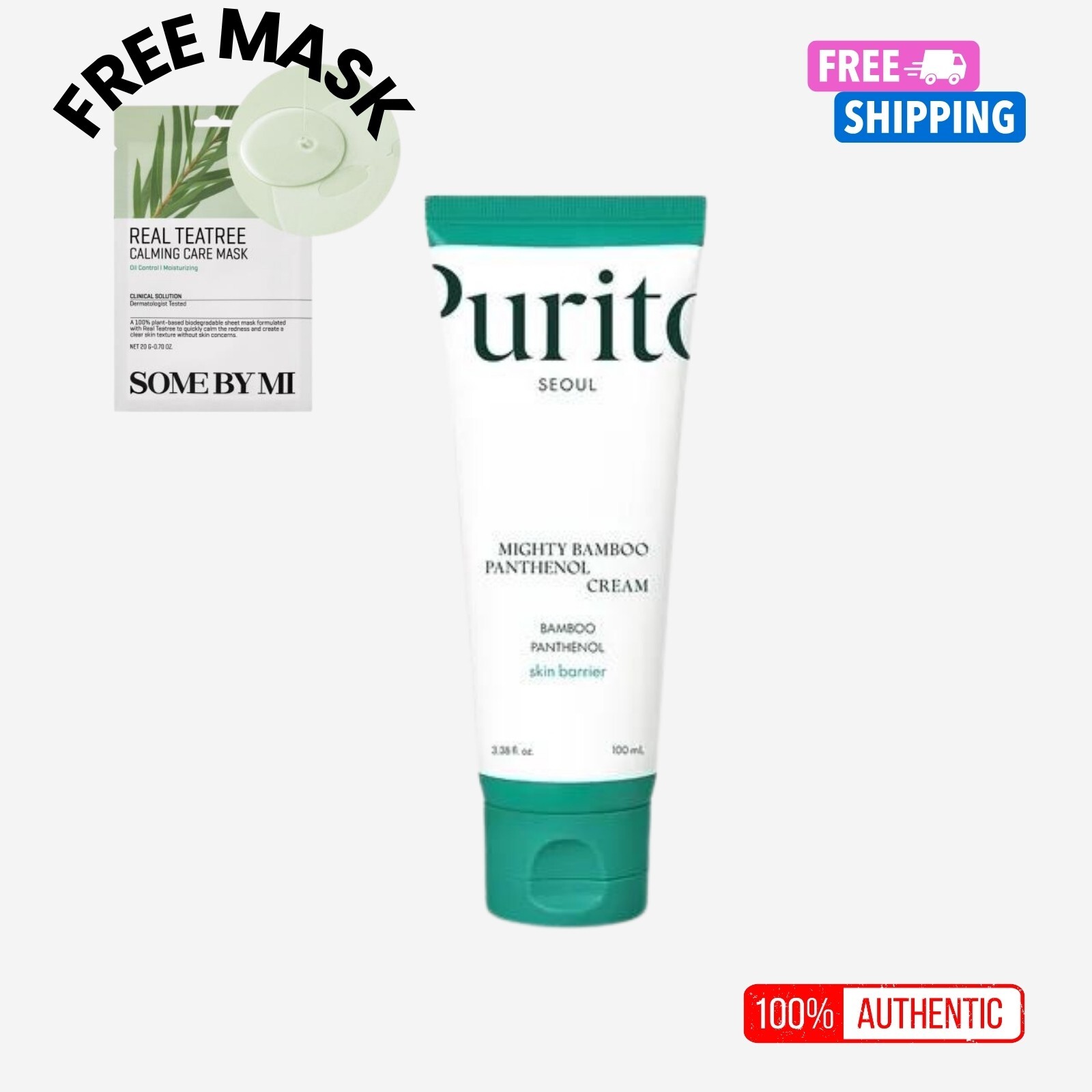 PURITO SEOUL Mighty Bamboo Panthenol Cream 100ml,Deep Hydrat