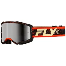 Fly Racing 2025 Zone Youth Motocross Goggles Black Red Cream Mirror Smoke Lens