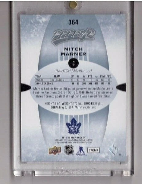 MITCH MARNER 2016-17 UPPERDECK UD MVP HOCKEY ROOKIE REDEMPTION SSP #364 SP RC - Image 2 of 2