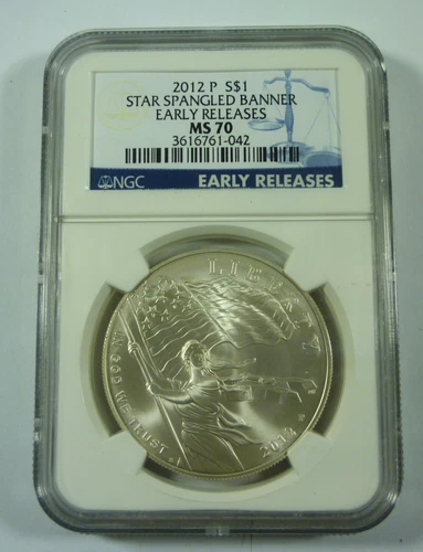 2012 P STAR SPANGLED BANNER MS70 NGC 90% Silver Commemorative Dollar