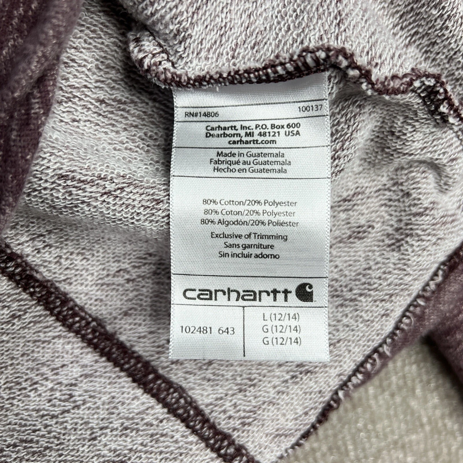 VETEMENTS Carhartt Felpa con Cappuccio Donna Taglia Large 12 14 Newberry Cowl Felpa 102481