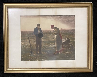 Vintage The Angelus Print by Millet, Framed c. 1927