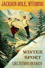  Jackson Hole Winter Sport Couple Ski Jumping USA Vintage Poster Repro FREE S/H