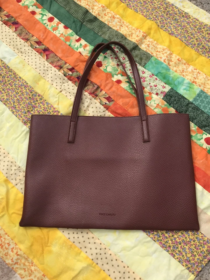 Vince Camuto Cuero Hombro Elegante L Bolso de Mano Marrón y Negro Rayas Foto 2 de 4