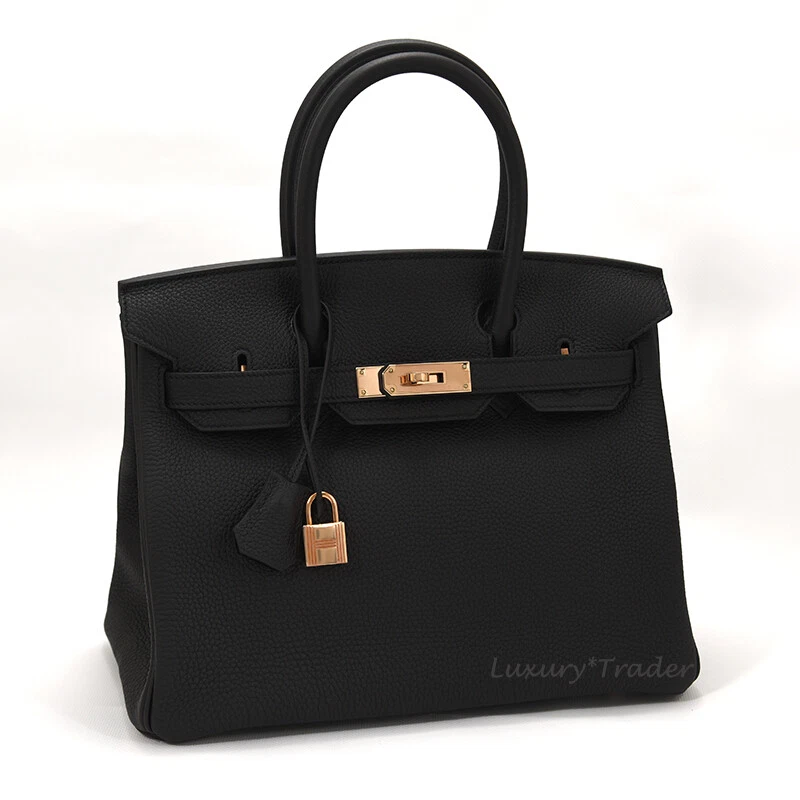 Hermes Noir Togo Leather Gold Hardware Birkin 30 Bag Hermes