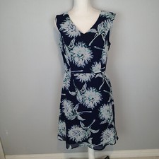  Ann Taylor Sz 6 blue floral sleeveless dress 