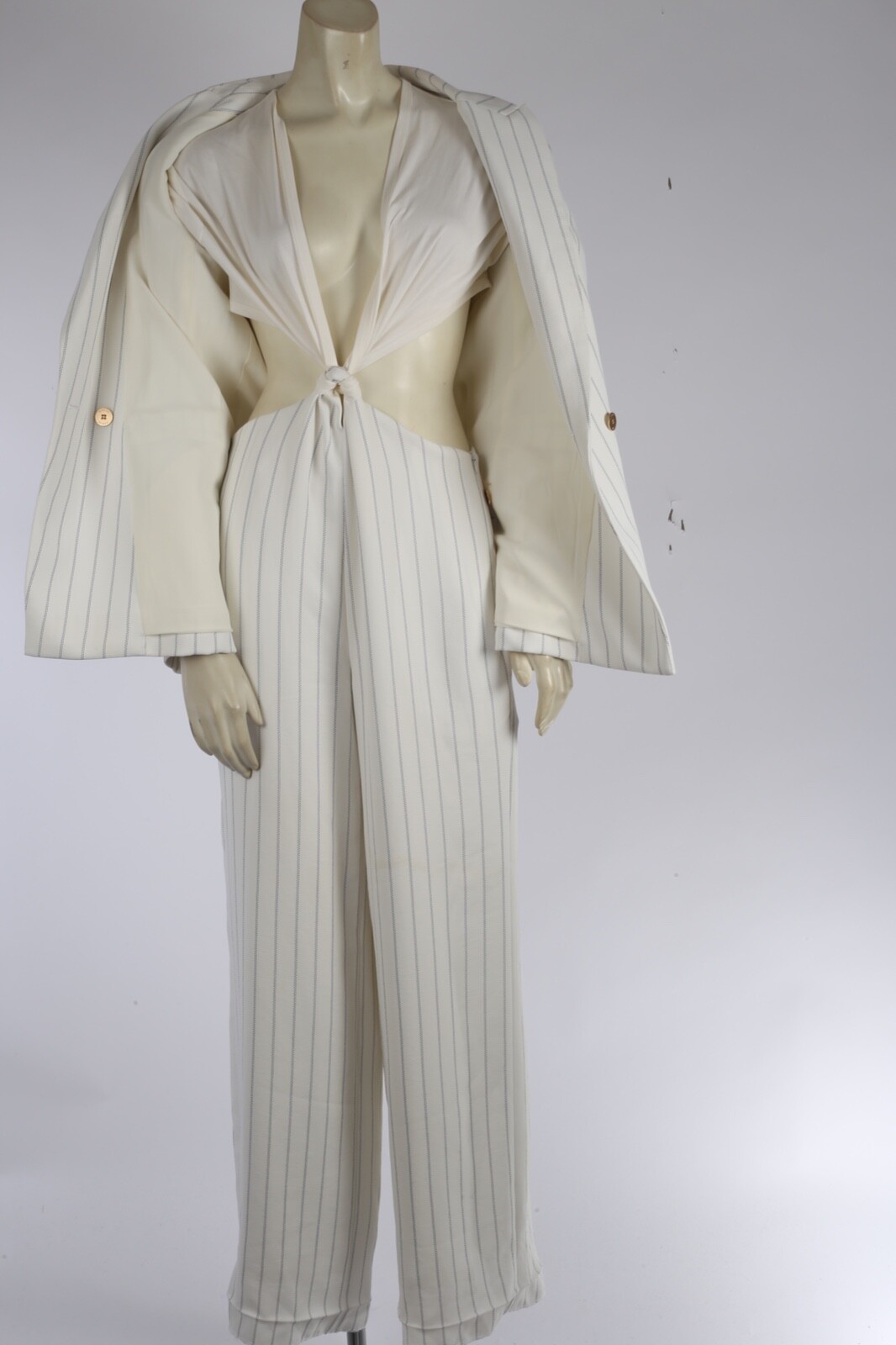 Dion Lee White Stripe 2 Piece Long Jumpsuit Blazer Set Suit Formal Gala Size 6 image 7