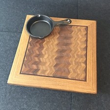 Handmade Wood Trivet / Coaster With Wood Frame Solid Oak And Walnut USA Made