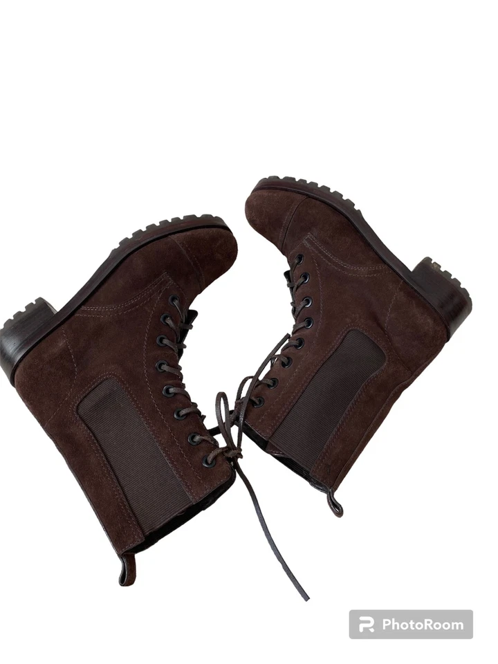 Botas de combate/con cordones de gamuza genuina para mujer Tory Burch marrón talla 7 Foto 4 de 4