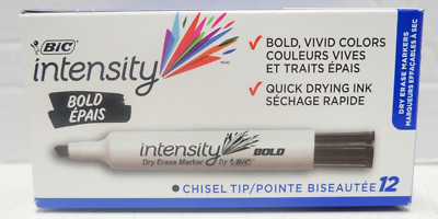 12 Markers BIC Intensity Black Chisel Tip Dry Erase Marker Whiteboard Marker