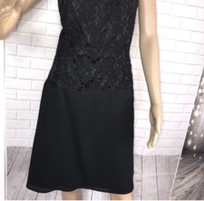 Carole Little Women's Solid Black Sleeveless Beaded Casual Dress Size 10 Vtg