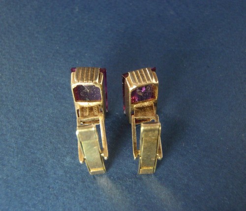 Vintage USSR Cufflinks Stone Sterling Silver 875 Stone Stamp Star9g/45ct - Picture 10 of 10