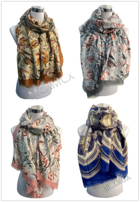 Hochwertiger Winter weiches Blumenmuster mit gestreifter Bordüre Winterschal