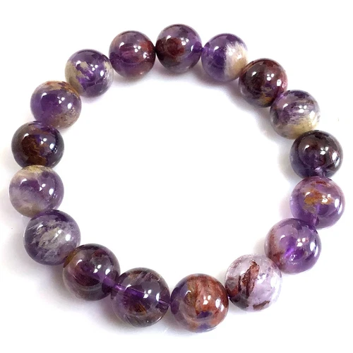Handmade Gemstone Natural Super Seven Crystal Beaded Bracelet 7.5" 4 6 8 10 12mm - Picture 18 of 29
