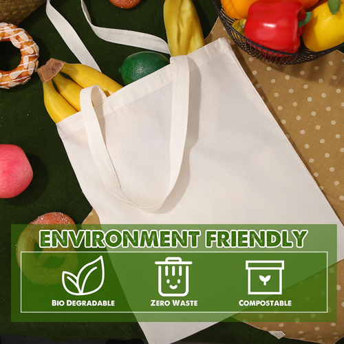 36 Pack 13 X 15 Inch Cotton Canvas Tote Bags Bulk with Handles Recycled Blank Ca - Picture 5 of 7