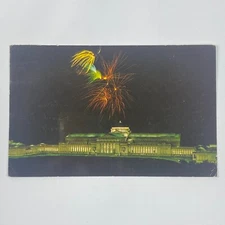 Museum of Science and Industry Fireworks Illinois Chrome Postcard Posted 1962
