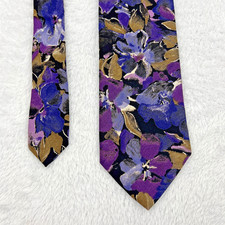 417 By Van Heusen Purple Gold Floral Men s Tie 3.5x57