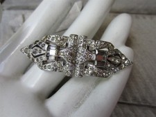 Vintage Trifari CLIP-MATES Rhinestone Duette PIN BROOCH Dress Clip Set