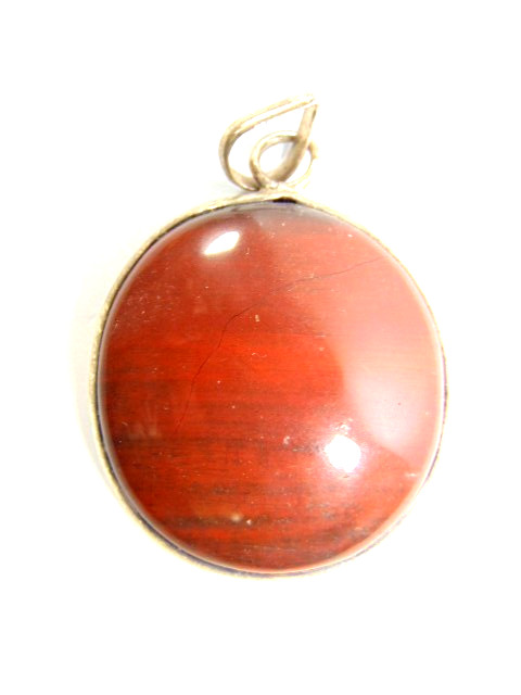 round polished semi-precious jasper stone in a sterling silver pendant setting