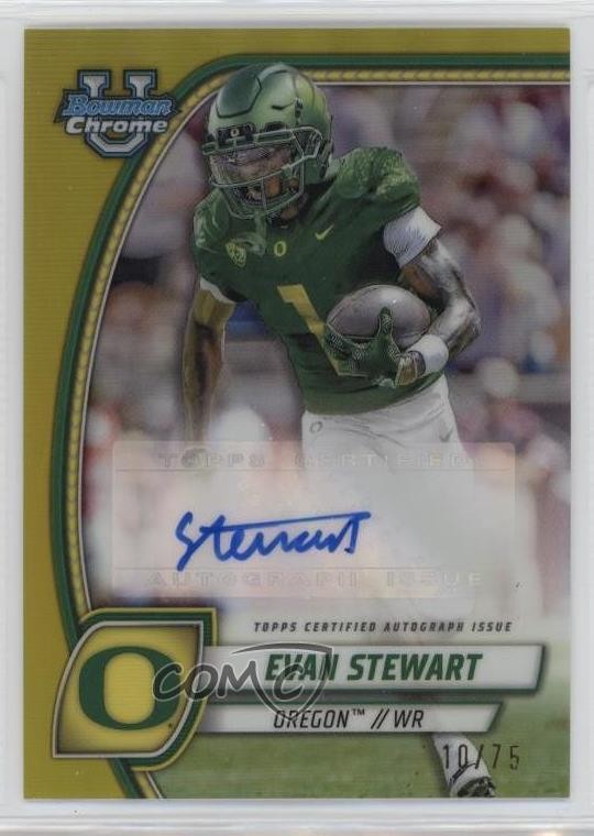 2024 Bowman U Chrome Prospect Yellow Refractor 10/75 Evan Stewart Auto 1bv8