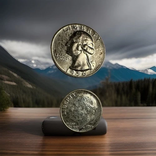 Silver Lot Of 2 1956 Proof Quarter & Dime #SQ&D 1956 (Silver Price Over $118/Oz)