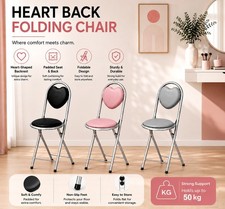 Folding Heart Chair Soft Padded Seat Lightweight Breakfast Chairs Home kitchen