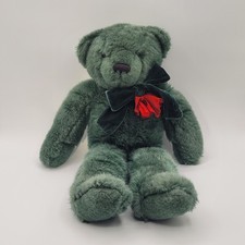 Dakin Blanche Teddy Bear Plush Emerald Green Stuffed Animal Toy 15" Rose Bow