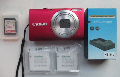 Canon PowerShot A4000 IS HD RED 2 Battery/Charger/SD Card *Very Nice
