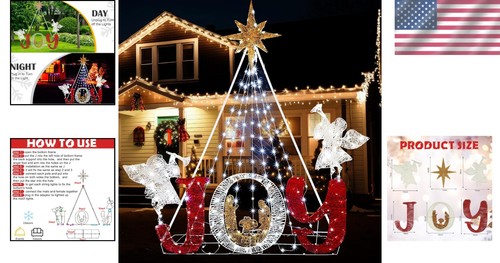 46-Inch Lighted Outdoor Nativity Scene - Holy Family Christmas Yard Decor With 160 LEDs
