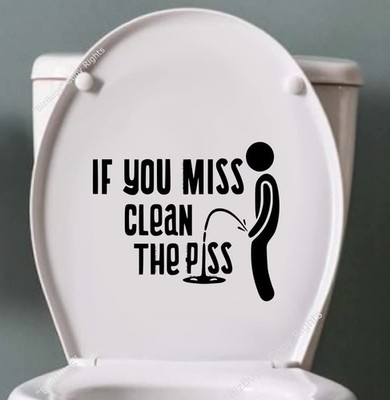 If You Miss Clean Your Pee Sticker Vinyl Decal Sign for Bathroom Washroom Toi...