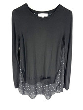 ANN TAYLOR LOFT Sweater Top S Black Panel Contrast Business Office Ethical