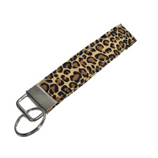 Fabric Key Chain Cheetah Print Key Fob Handmade Keychain Wristlet NEW