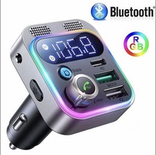 Multifunctional car FM transmitter with ambient light, BASS hands-free car MP3