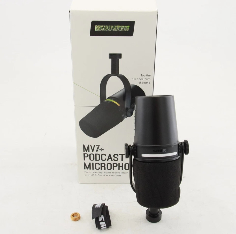 Shure MV7+ USB/XLR Hybrid Dynamic Mic Black for Streaming Podcast Recording