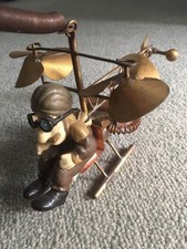 Bronze Antique Metal Helicopter Figurine Hanging Decor 10cm x 17cm x 11cm