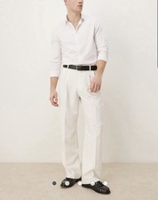 ASOS DESIGN smart wide leg trousers with single pleat in white 38x32 (New)