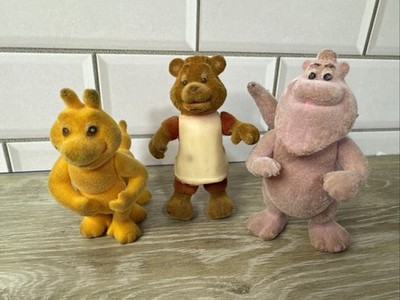 1986 Teddy Ruxpin 3'' Flocked Figure Lot of 3 Teddy Grubby Wooly What's-It, Felt